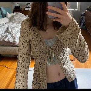 beige crochet cardigan